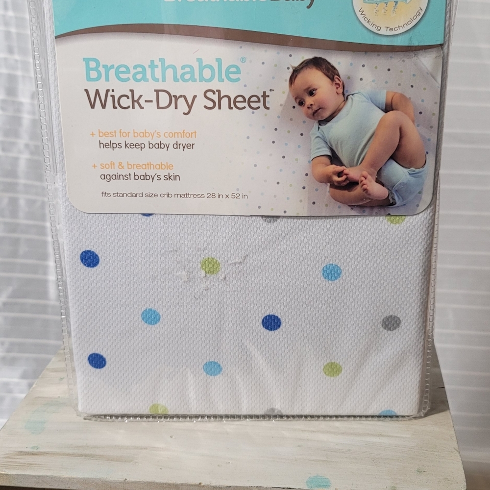 Breathable Baby Wick Dry Sheet- Blue Mist Mini Dot